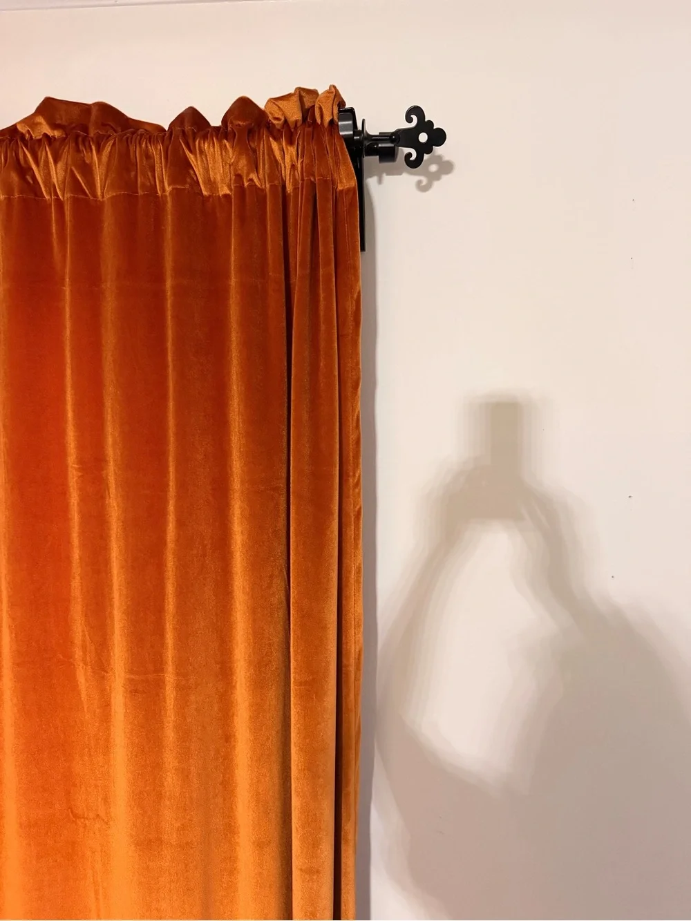 Luxurious Orange Velvet Curtain Panel Pair, set of 2 (4 panels total)